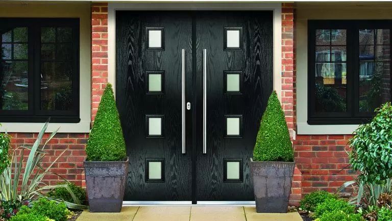 Black composite double doors