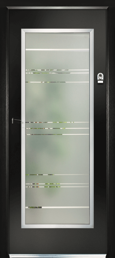 Black elegance collection door with aspen glass