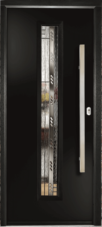 Elements collection door in black colour and matrix glass