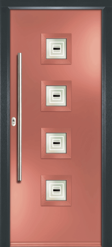 Elements collection door in coral colour and vetro glass