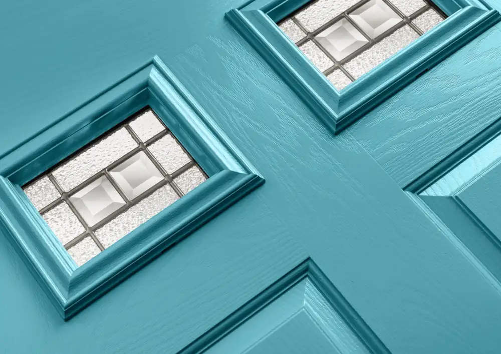 close up of blue composite door
