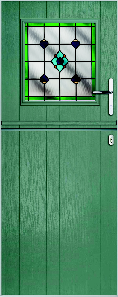 Stable half glazed door in the colour Sage Green with Dorchester Glass
