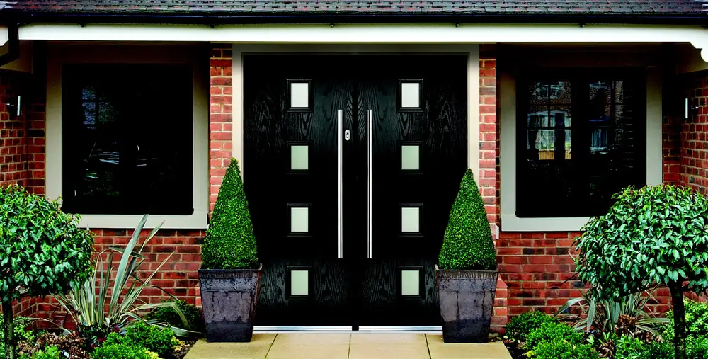 Black composite double doors