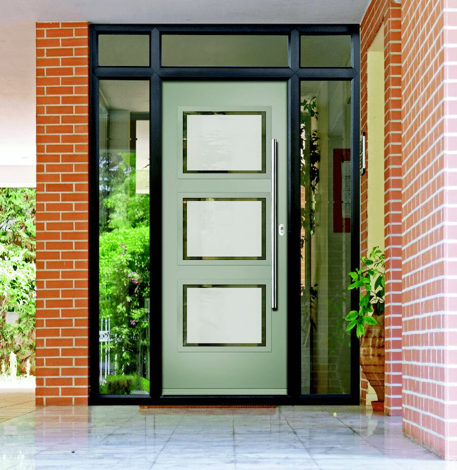 Elegance lawn grey glazed front door
