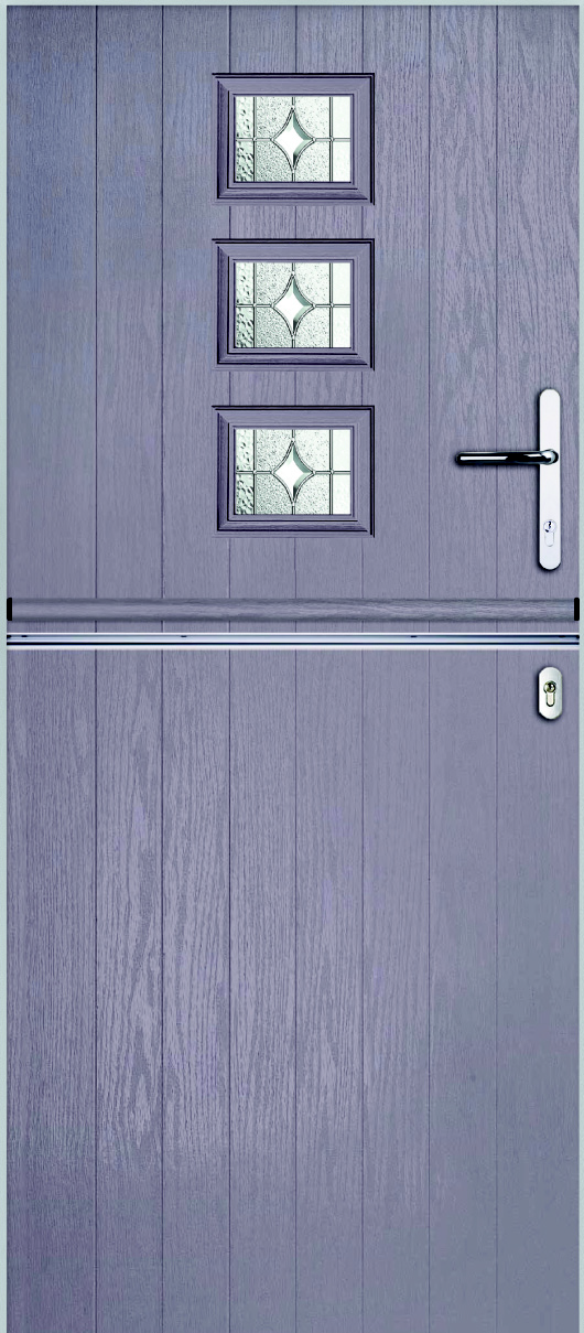 3 Lite stable door in the colour French Pebble Grey with Esprit Glass