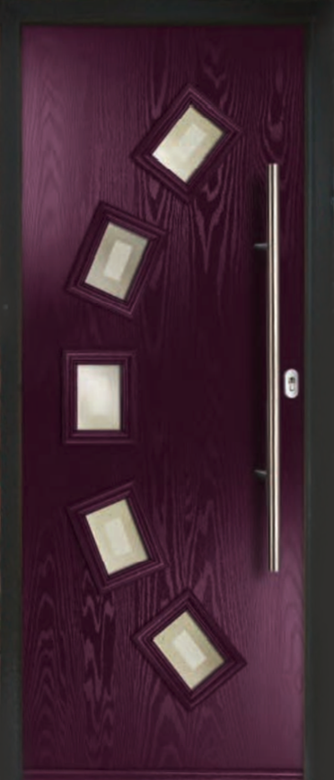A Mars door in the colour Very Berry with Greenwich Glass