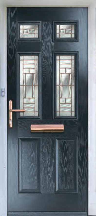 A Quartz door in the colour Anthracite Grey with New Orleans Glass