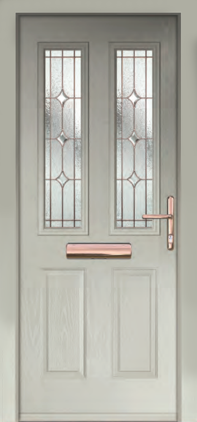 A Sapphire door in the colour French Pebble Grey with Esprit Glass