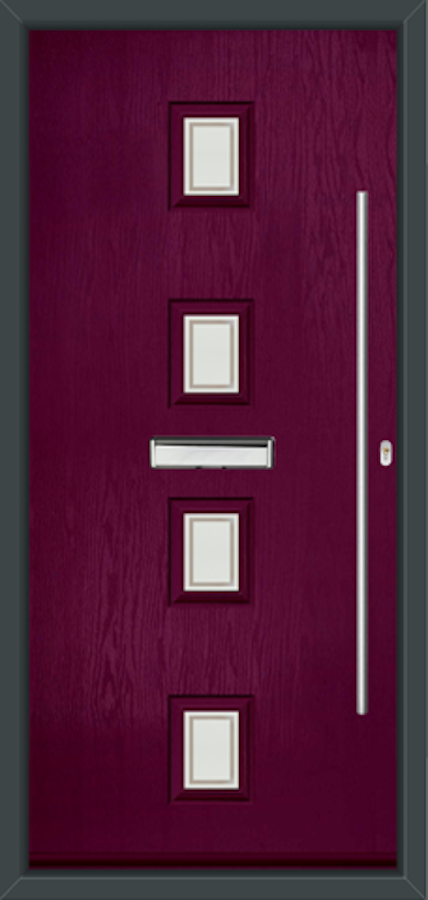 An Jupiter 4 C door in the colour Very Berry with Victorian Border Glass