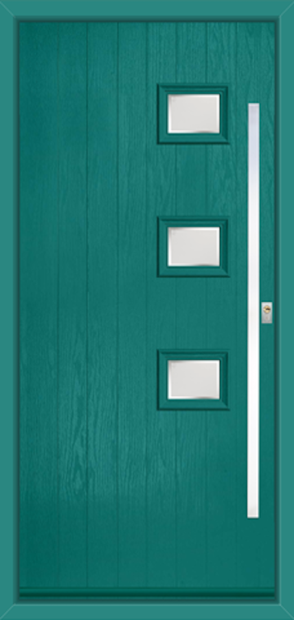 An Saturn 3 R door in the colour Stormy Seas with Kensington Glass